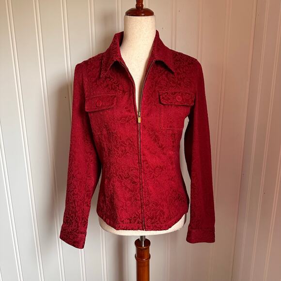 Vintage Y2K Cottage Red Tapestry Jacket S - Picture 1 of 7